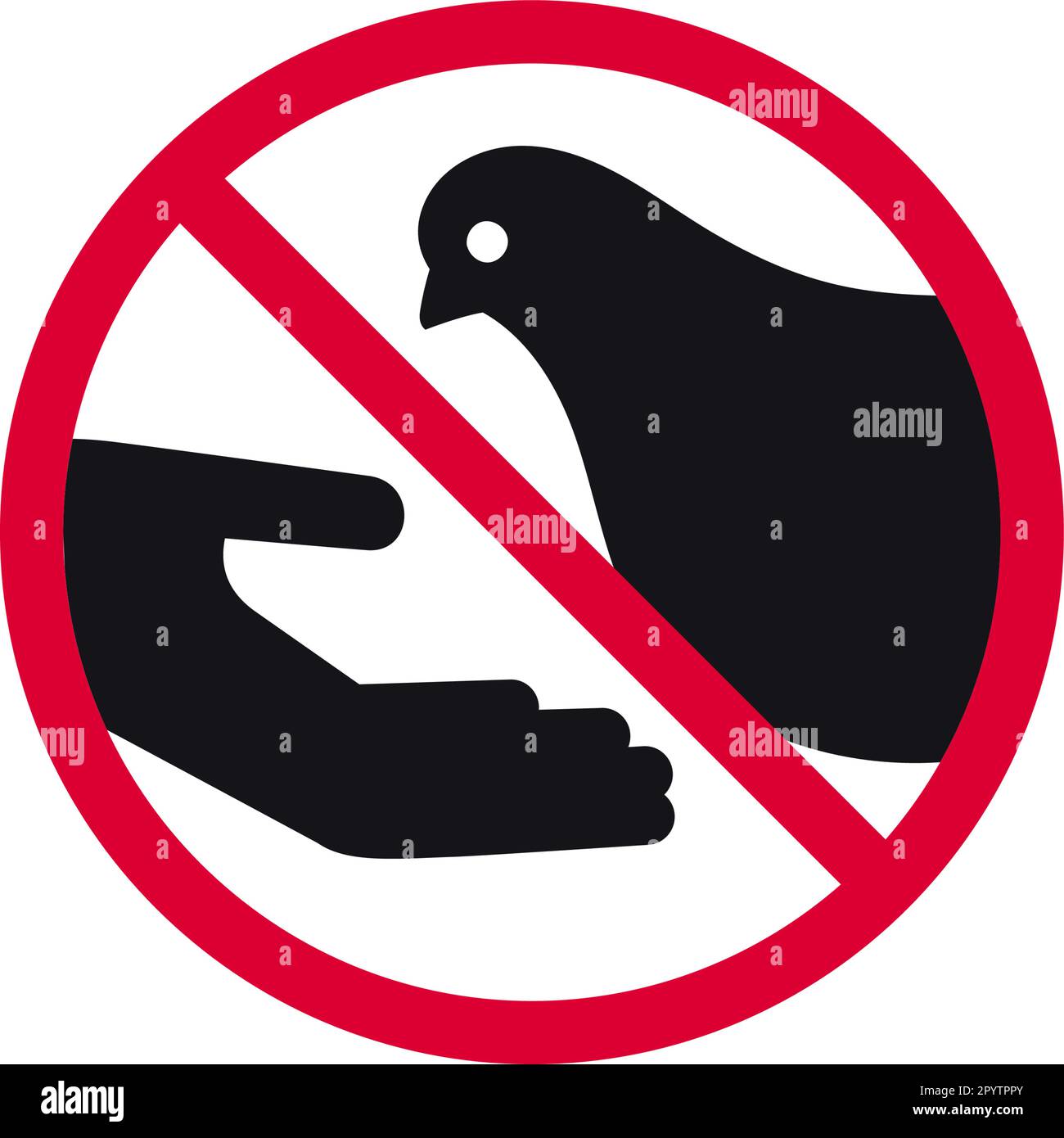 Do not feed birds prohibited sign, don't feed the pigeons forbidden