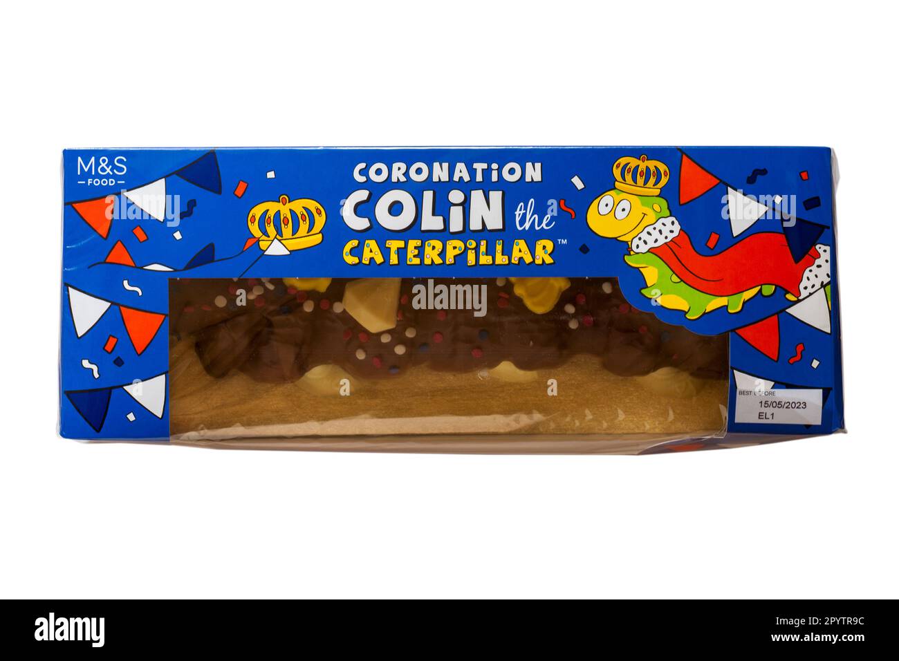 Coronation Colin the Caterpillar cake in box from Marks & Spencer M&S