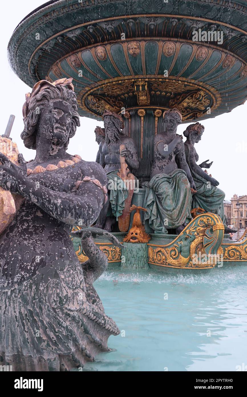 Fountain on Place de la Concorde in Paris, France Stock Photo