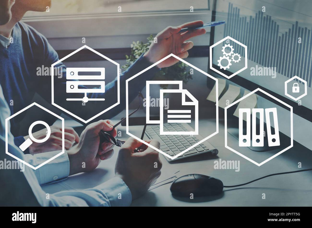Document management concept, data system for business. Stock Photo