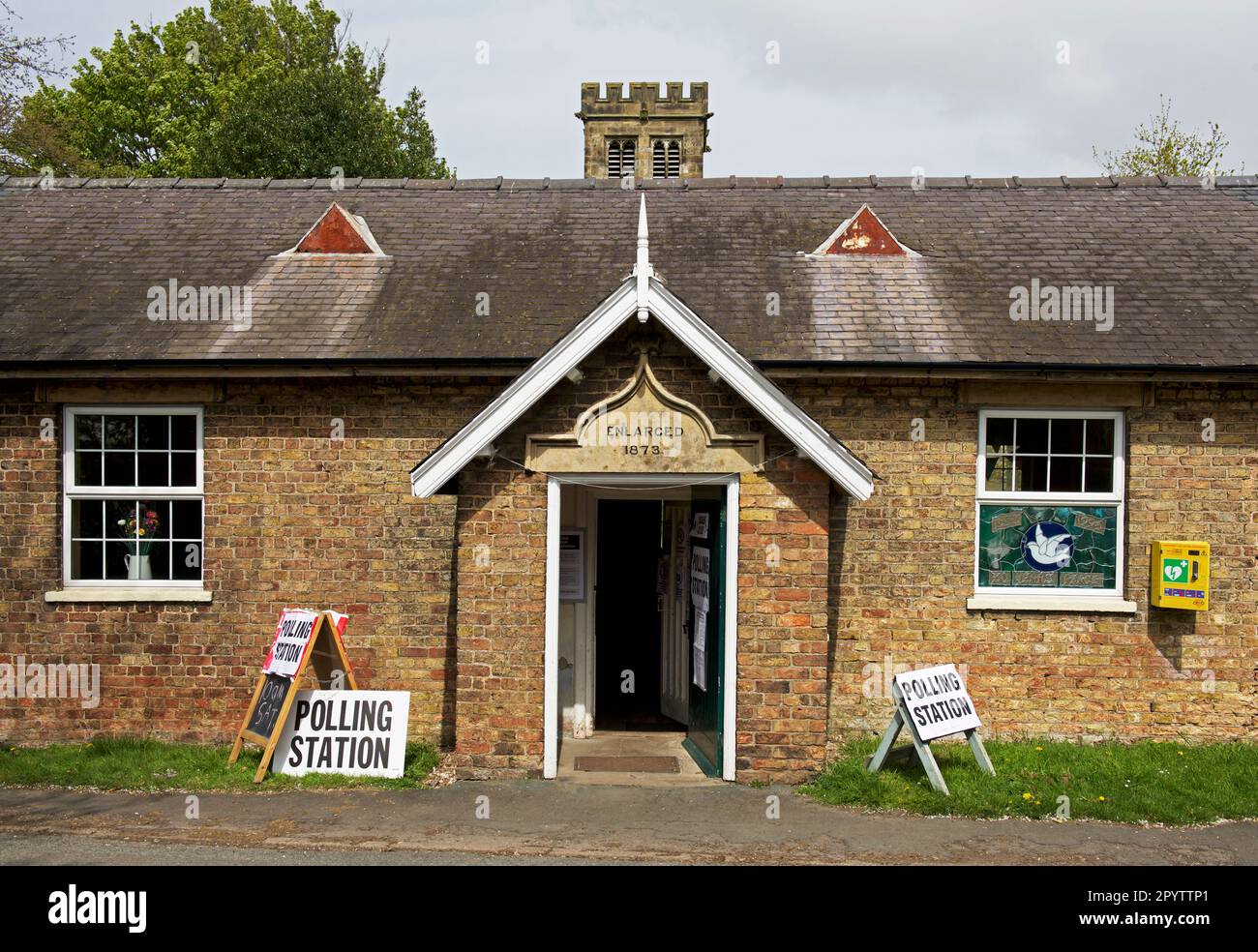 Polling station in the village hall, Blacktoft, East Yorkshire, England UK Stock Photo