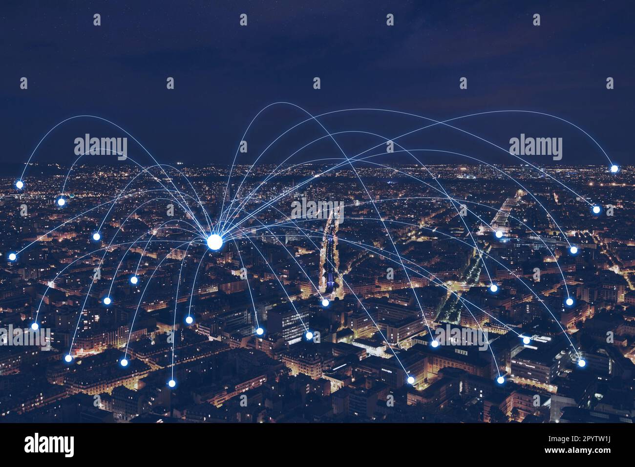 network communication or distribution concept, connection line from