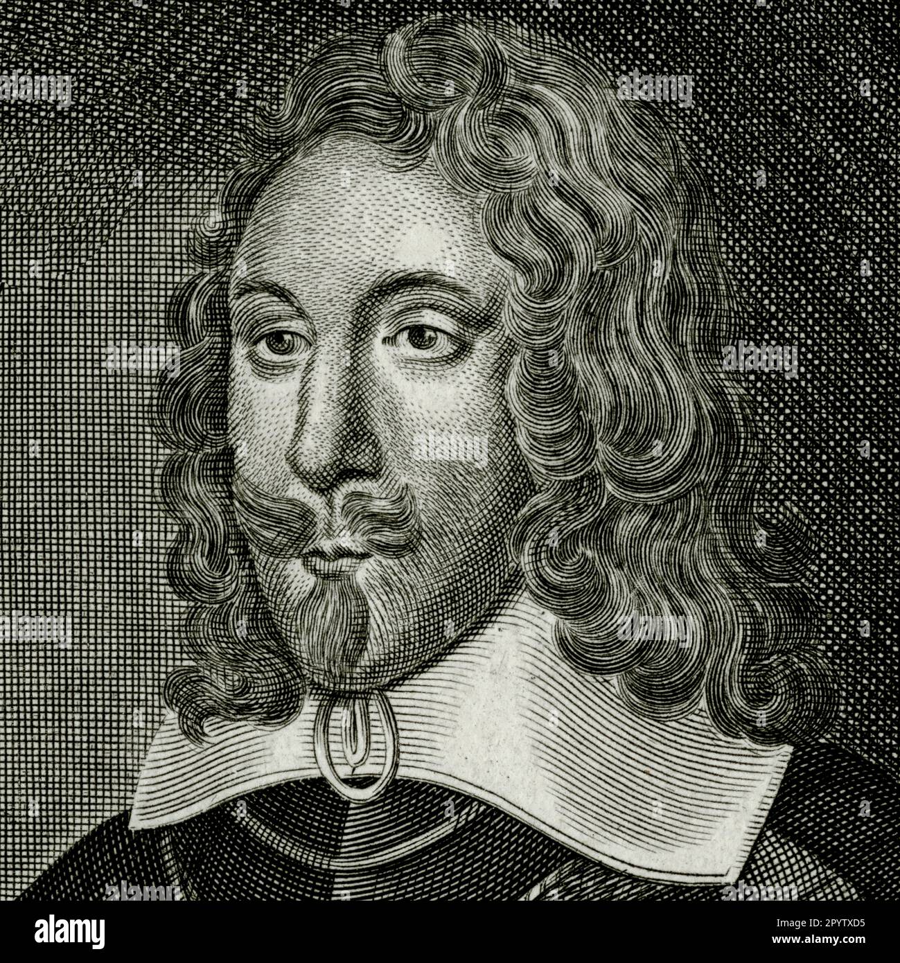 Edward Montagu (1602-1671), Baron Kimbolton and 2nd Earl of Manchester, Major-General of Parliament's Eastern Army in the first English Civil War and Parliament's Supreme Commander at the 1644 Battle of Marston Moor. Square detail of engraving created in the 1700s by Michael Vandergucht (1660-1725). Stock Photo