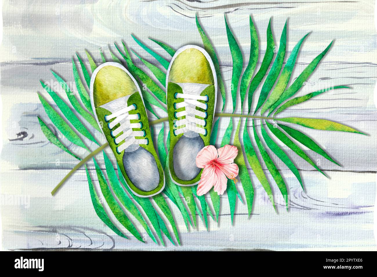Cartoon Palm Tree Hawaiian Print Women's Sneakers