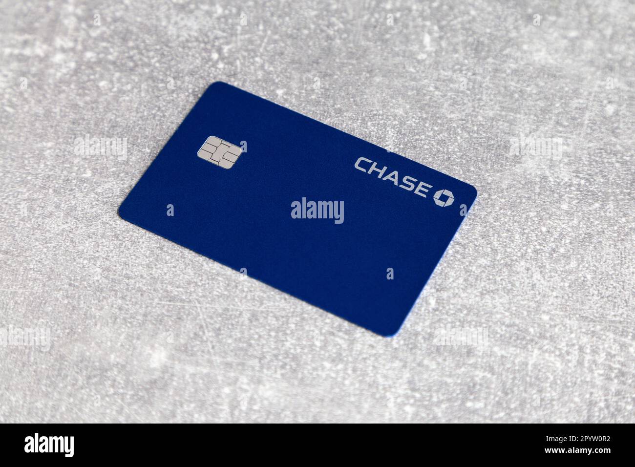 Blue Chase Bank cashback debit card Stock Photo