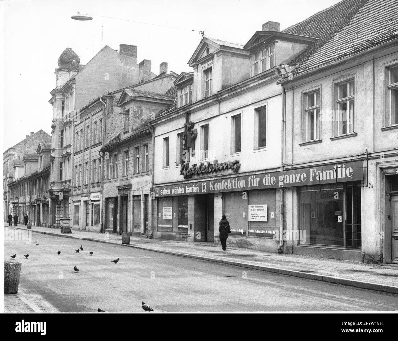 Houses in KlementGottwaldStraße in Potsdam,(now Brandenburger Straße).empty shop windows