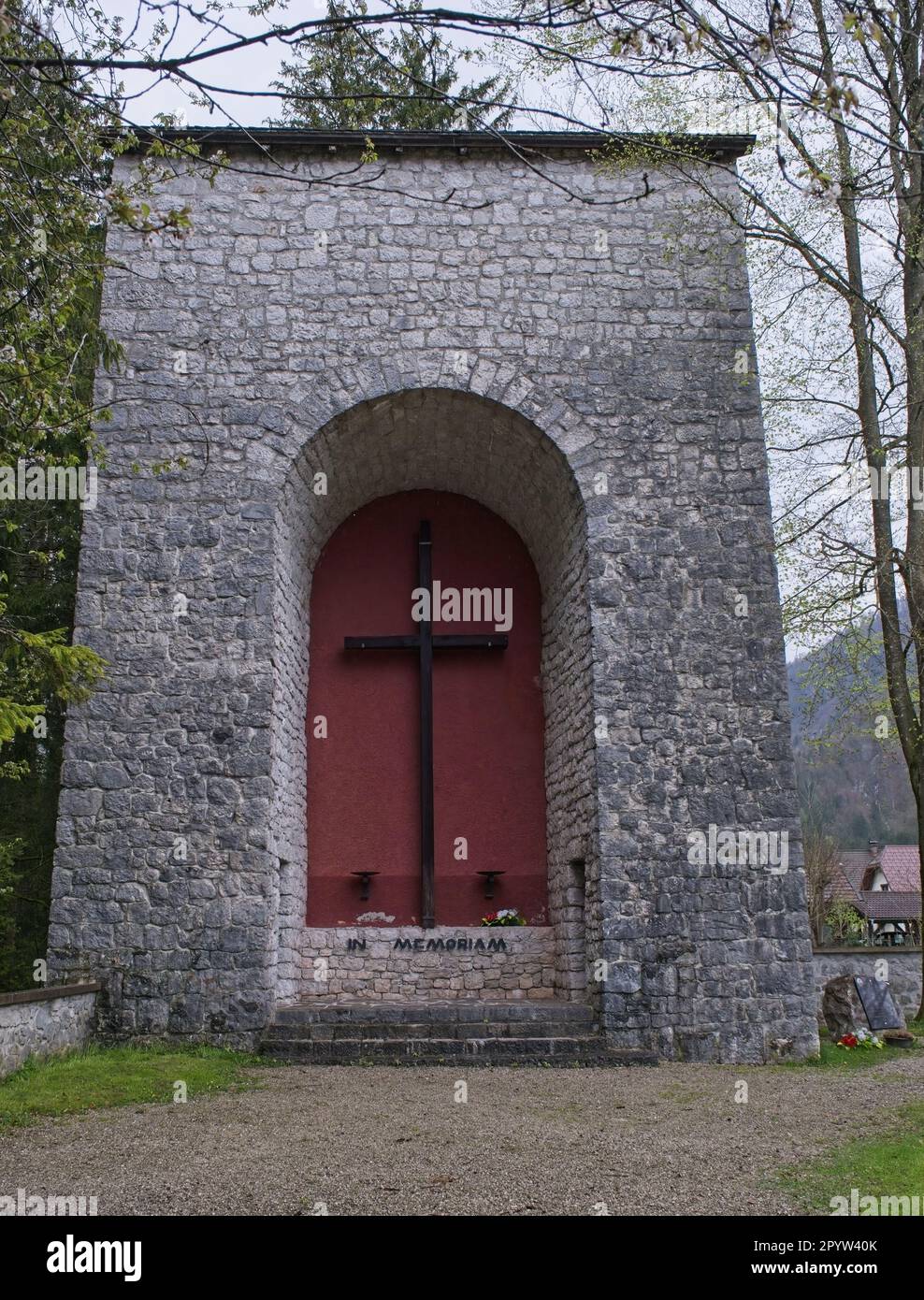 Ebensee, Austria - Apr 24, 2023: Ebensee was a subcamp of Mauthausen concentration camp established by the SS to build tunnels for armaments storage Stock Photo