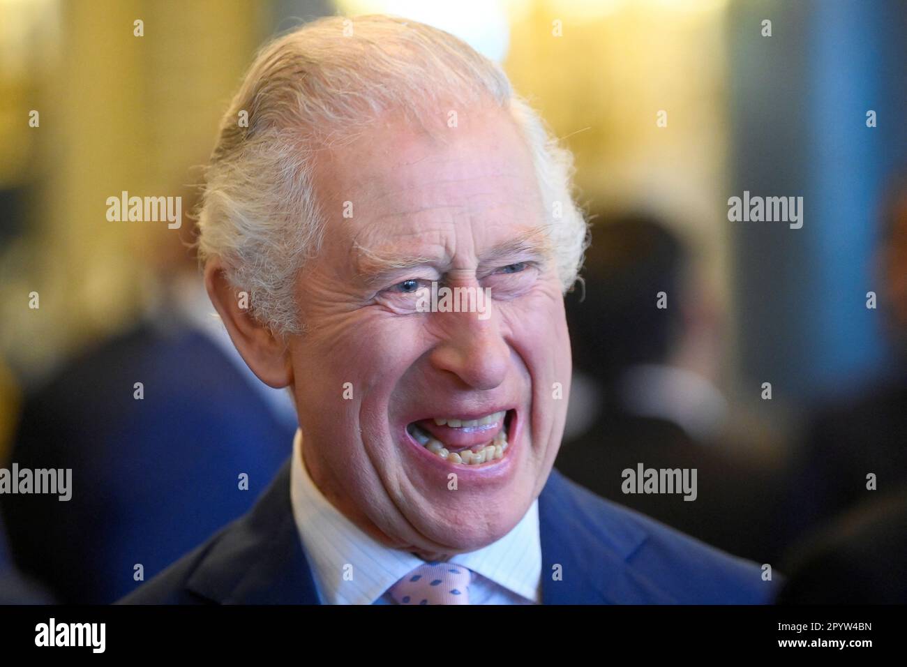 King Charles III, accompanied by members of the royal family, attends a Realm Governors General and Prime Ministers Lunch at Buckingham Palace in London, ahead of his coronation. Picture date: Friday May 5, 2023. Stock Photo