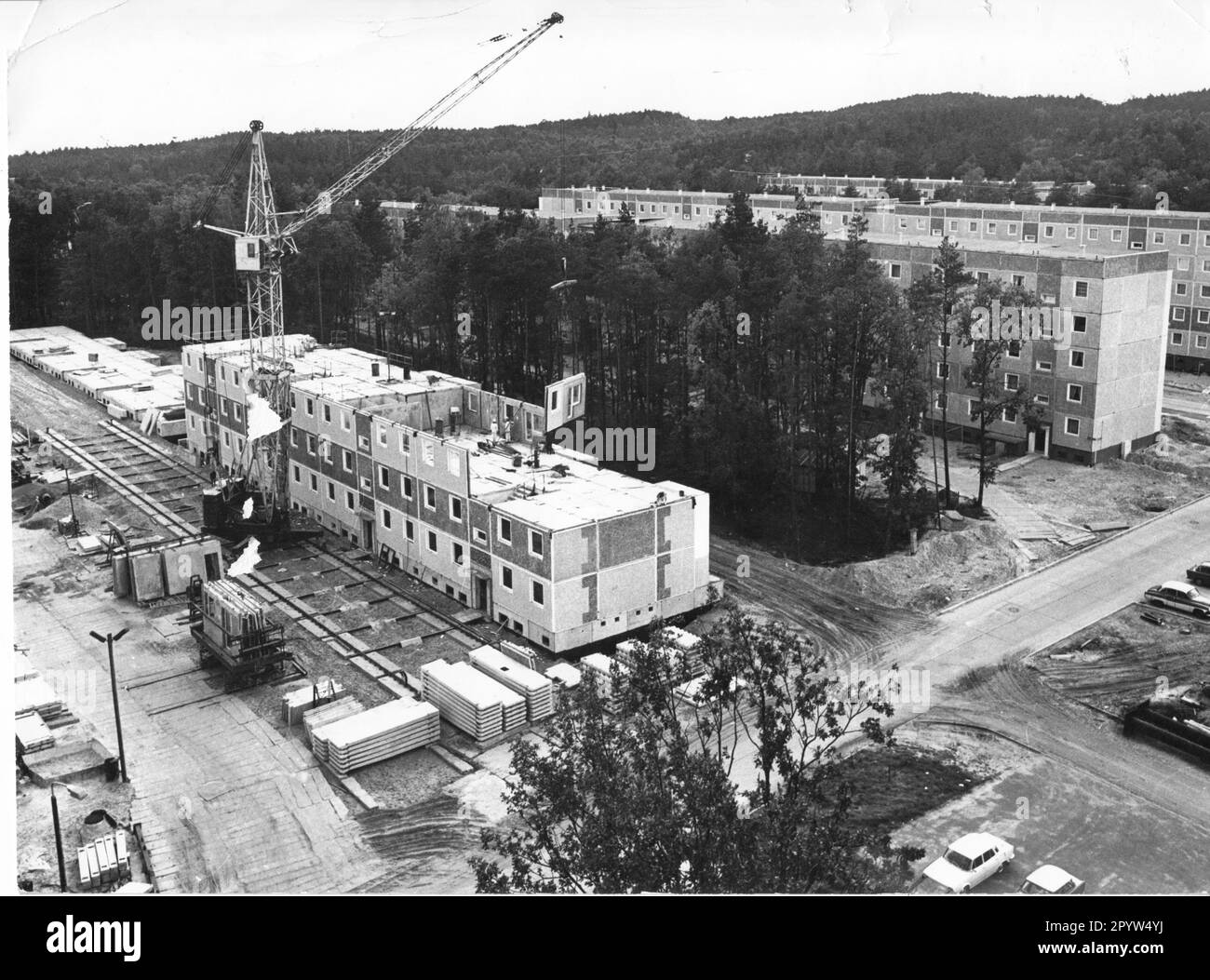 Construction work/building site of the new building area Waldstadt II