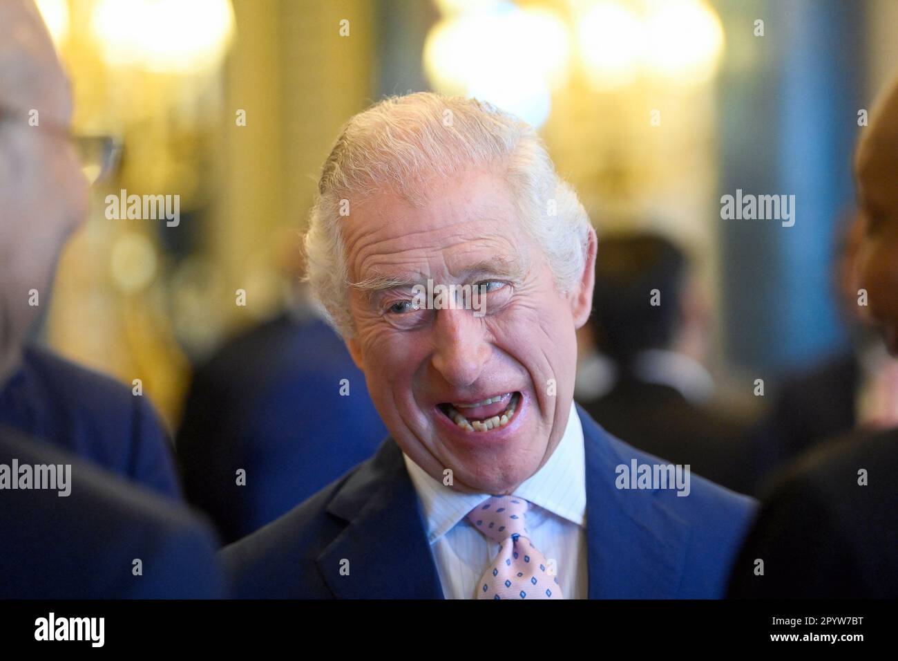King Charles III, accompanied by members of the royal family, attends a Realm Governors General and Prime Ministers Lunch at Buckingham Palace in London, ahead of his coronation. Picture date: Friday May 5, 2023. Stock Photo
