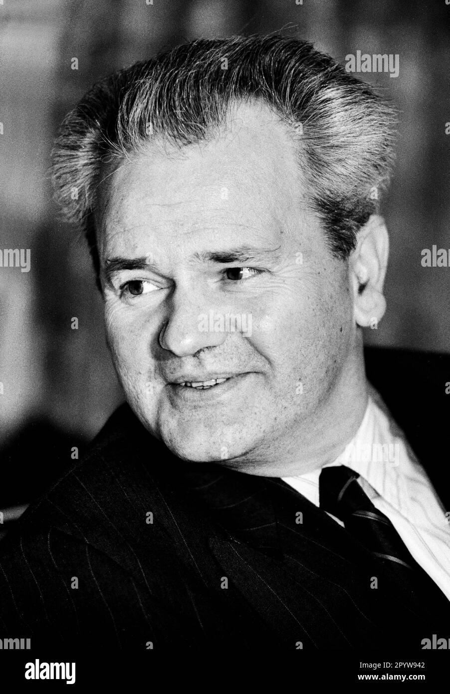 Yugoslavia, Belgrade, 01.07.1991. Archive.: 28-12-03 Visit of Foreign Minister Genscher Photo: Slobodan Milosevic, President of Serbia [automated translation] Stock Photo