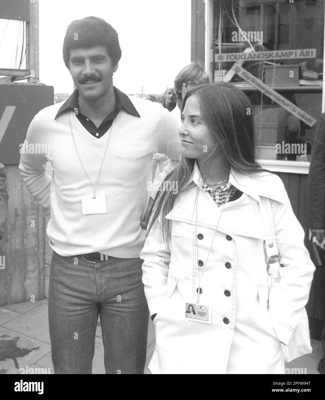 European Swimming Championships in Jönköping (Sweden) 1977 / Guest: seven-time Olympic champion from Munich 1972 / Mark Spitz (USA) with wife Suzy Weiner 18.08.1977 [automated translation] Stock Photo