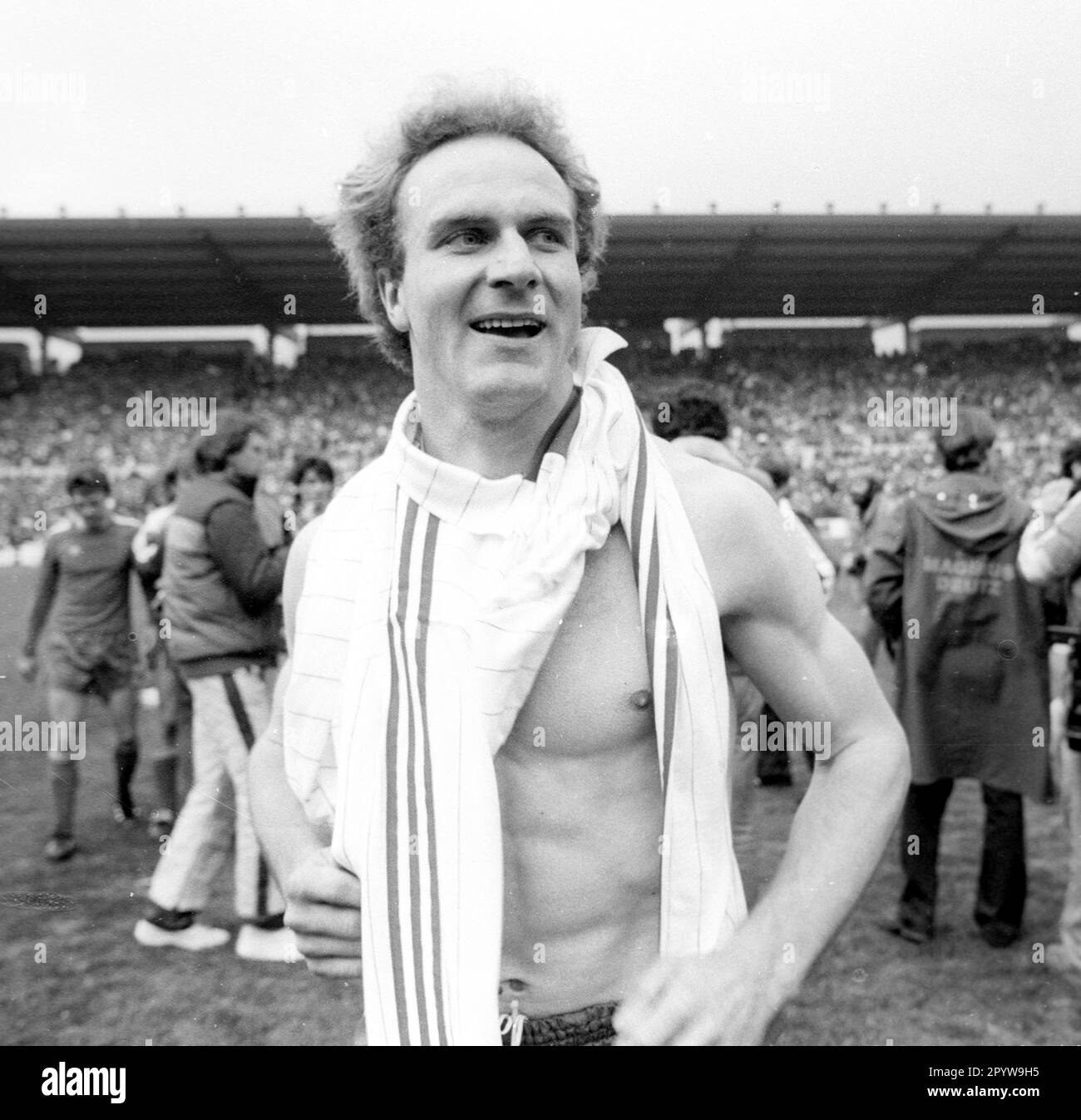 DFB Cup final FC Bayern Muenchen - 1. FC Nuernberg 4:2 /01.05.1982/ Karl-Heinz Rummenigge (FCB) laughs after the game [automated translation] Stock Photo