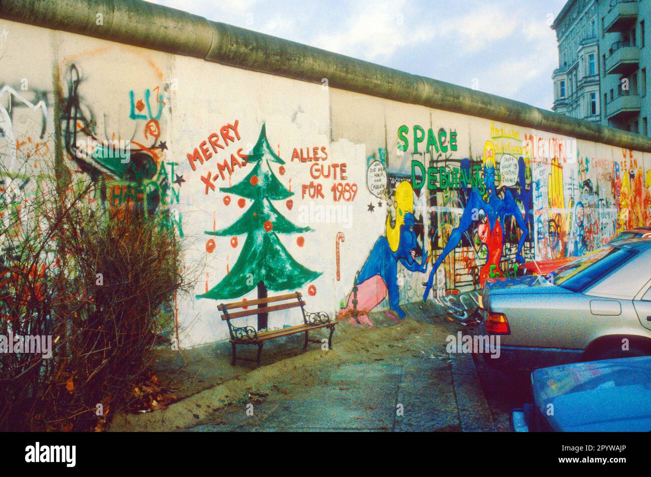 Germany, Berlin, 20.12.1988 GDR border photo: border fence between West and East Berlin [automated translation] Stock Photo