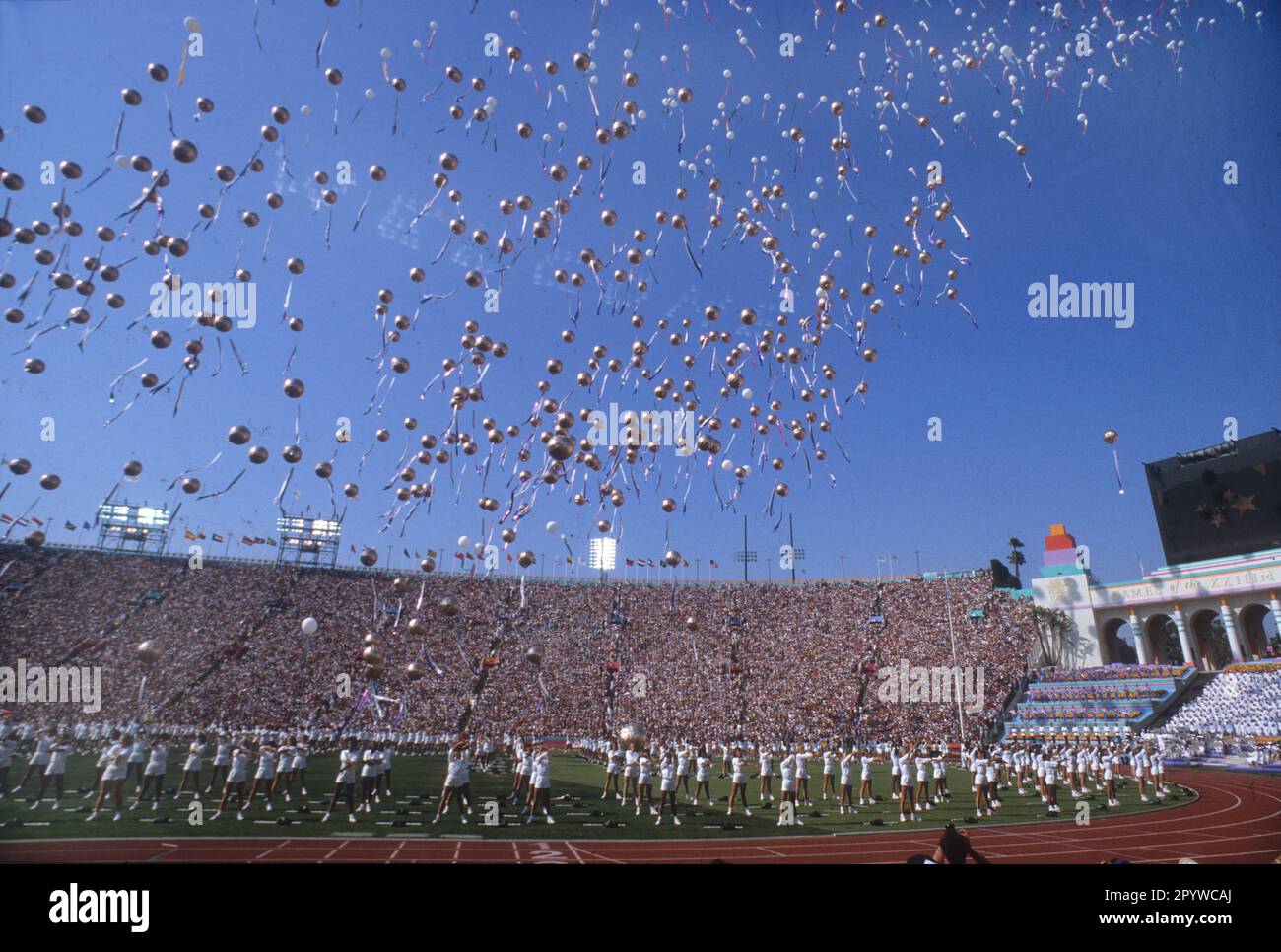 Olympic Games 1984 in Los Angeles. Opening ceremony at the Los Angeles Memorial Coliseum 28.97.1984. [automated translation] Stock Photo