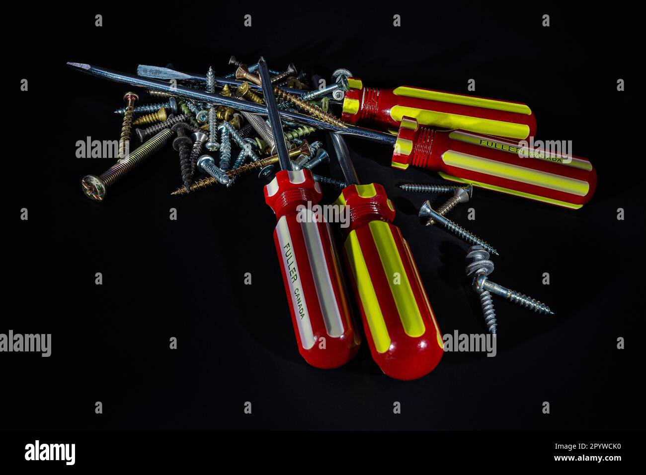 Screwdriver, screws are tools for repairing and connecting wooden parts