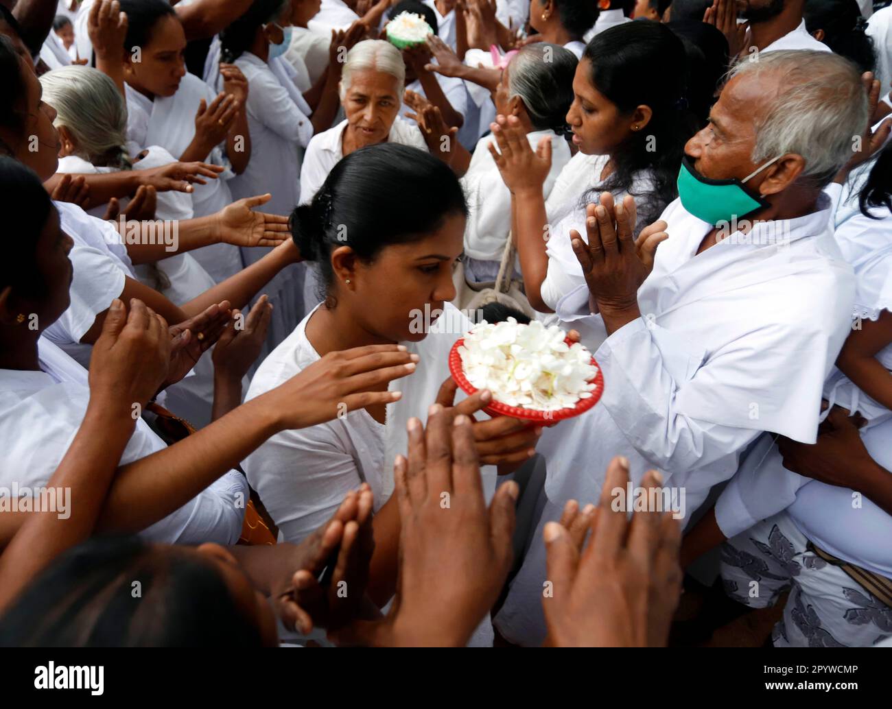 Colombo, Sri Lanka. 5th May, 2023. Buddhists are seen in a temple in