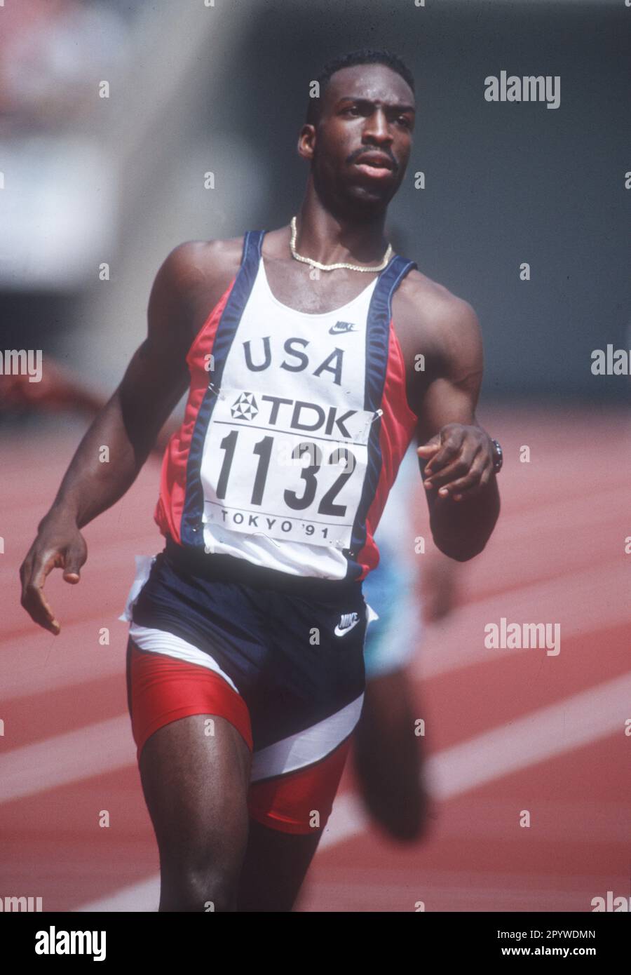 World Athletics Championships 1991 in Tokyo. 200m: Michael Johnson (USA) 27.08.1991. [automated translation] Stock Photo
