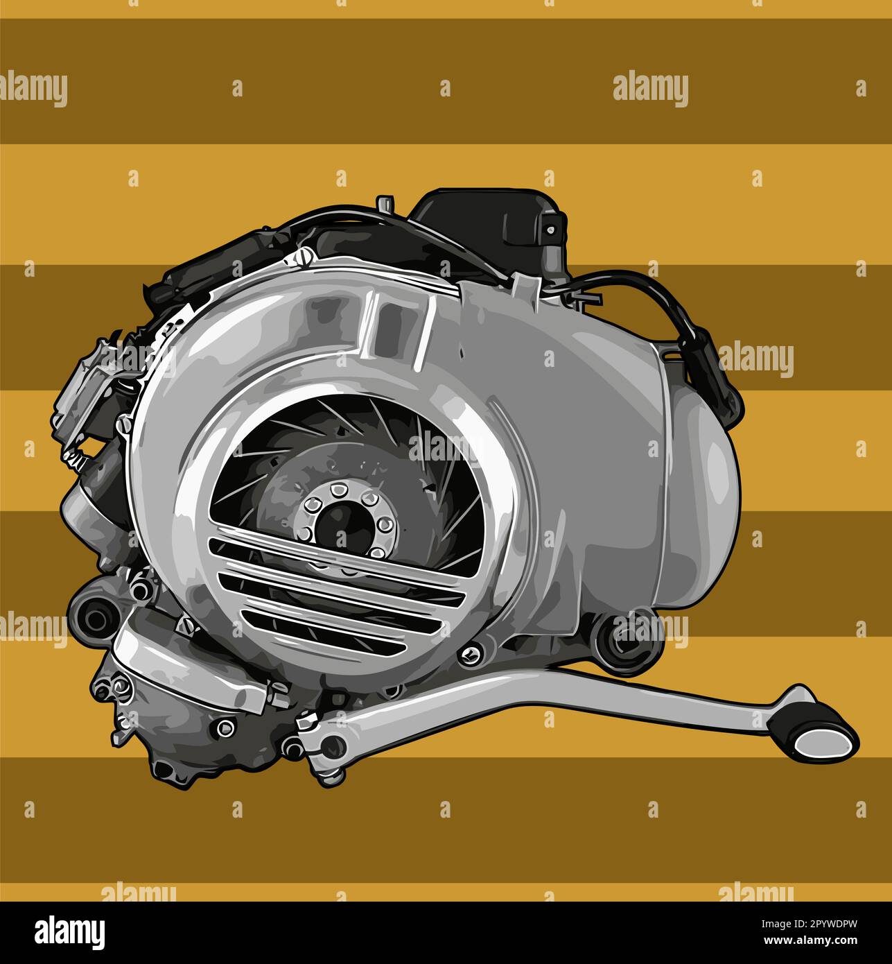 classic scooter engine Stock Vector