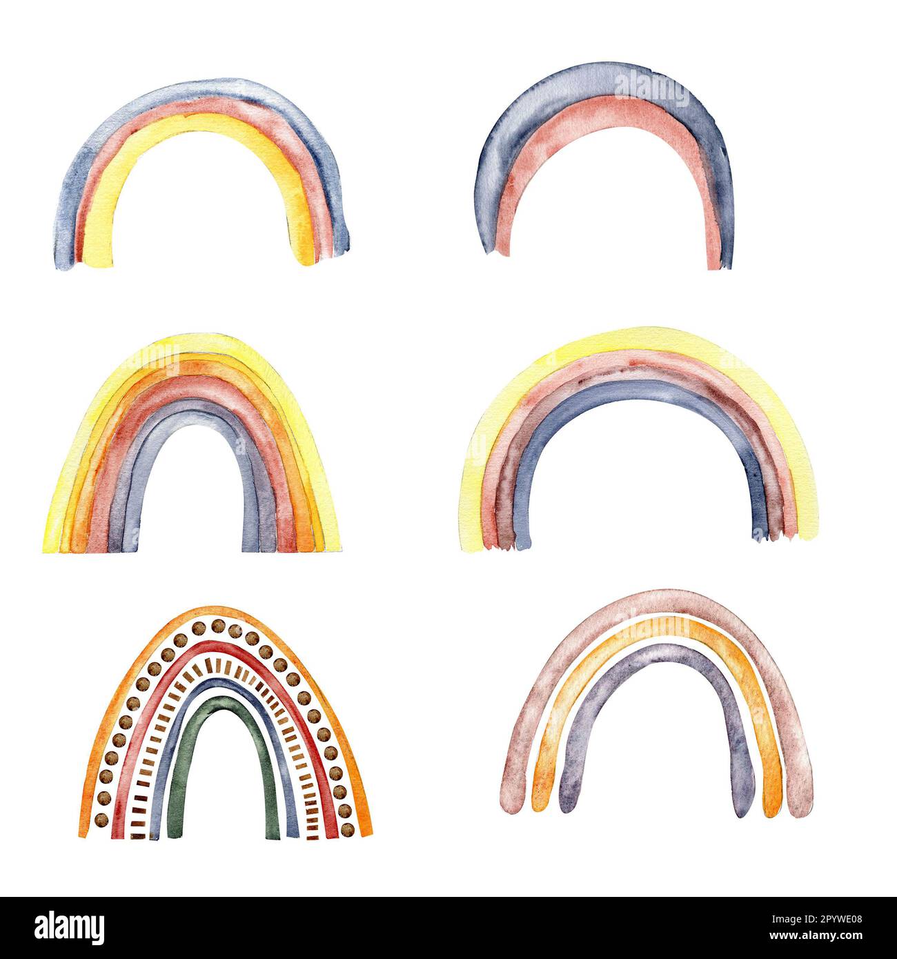 Watercolor hand painted cute rainbow. Illustration isolated on white ...