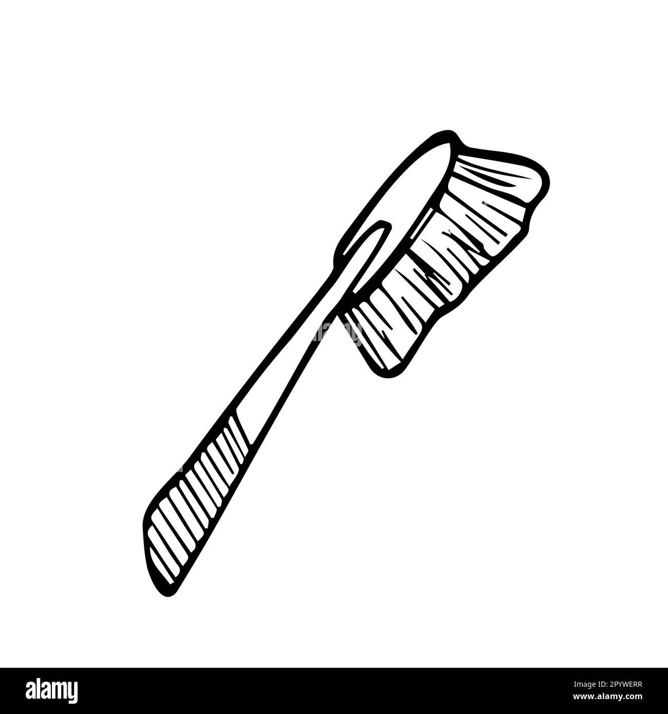 Doodle cleaning brush icon. Vector cleaning concept. Isolated Stock