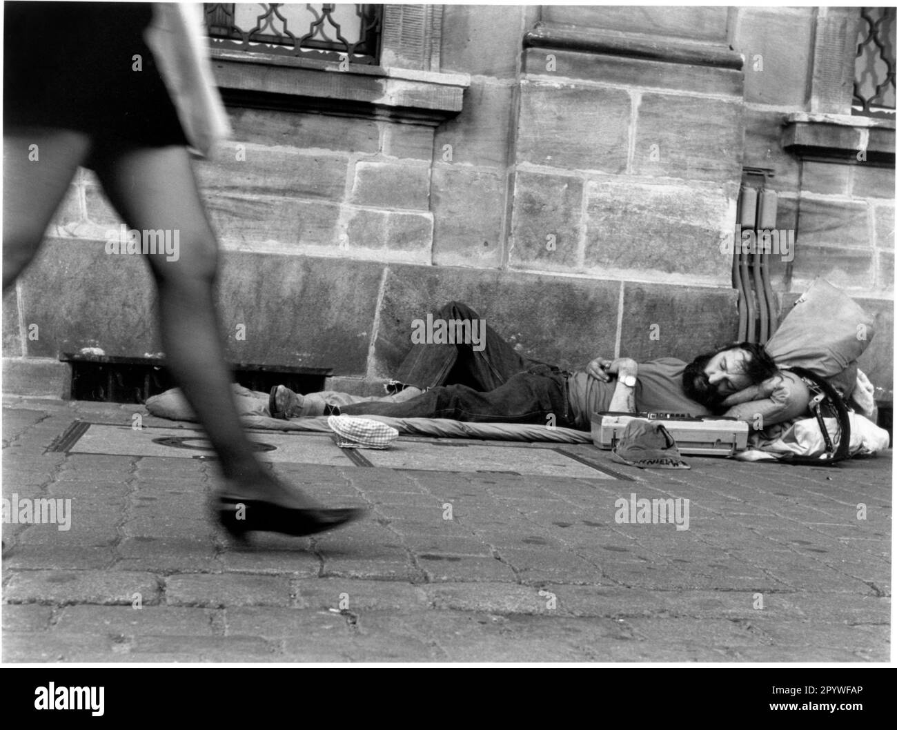 Society Social Homeless Sleeping Homeless Man On The Sidewalk In 