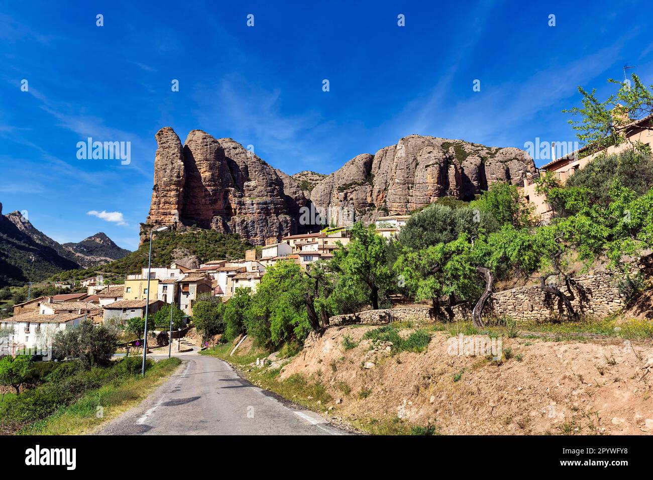 Village View Agueero Mountain Peak Rocky Chain Mallos De Agueero village-view-agueero-mountain-peak-rocky-chain-mallos-de-agueero