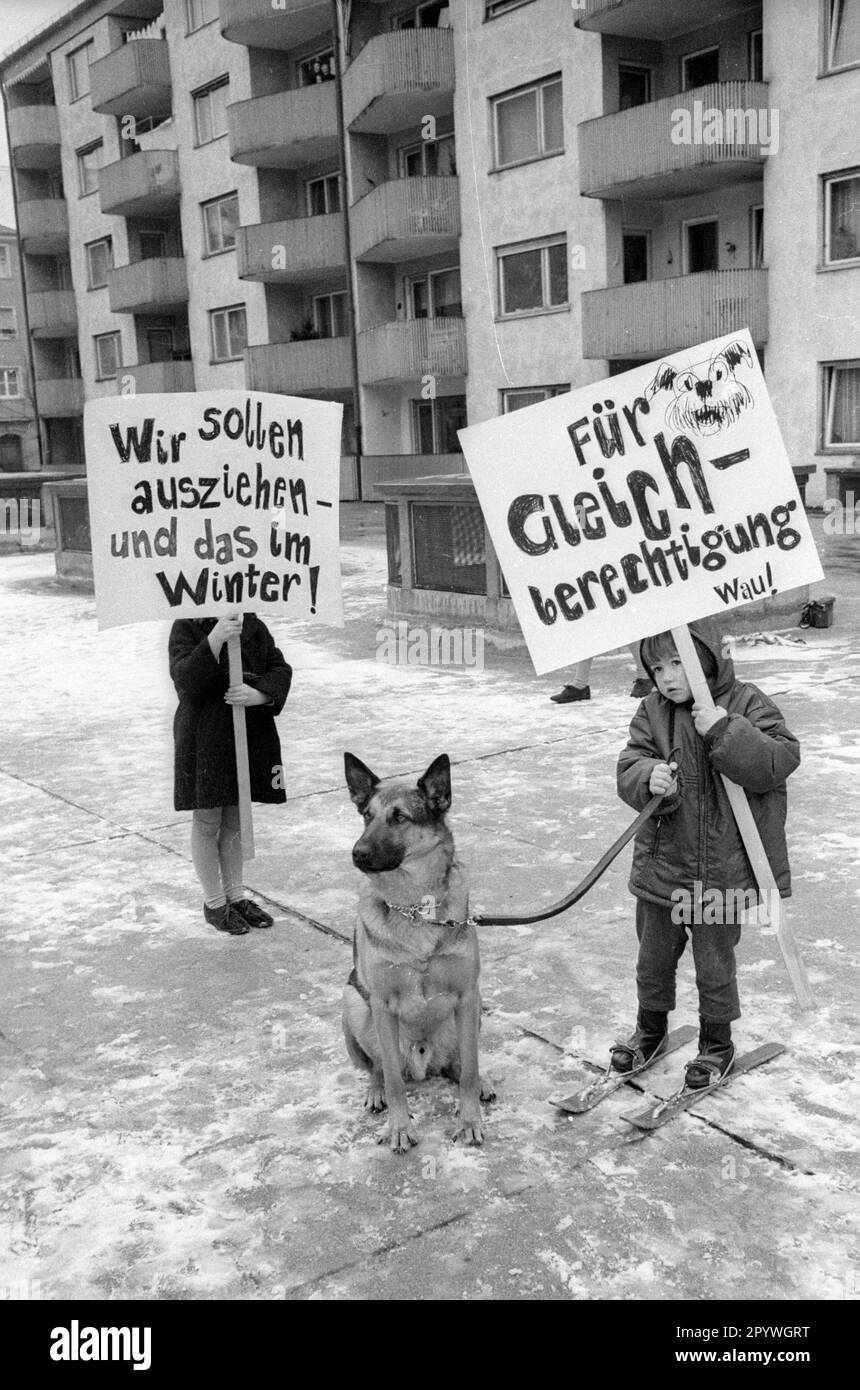 Dog owners protest in front of their housing estate in Munich against ...
