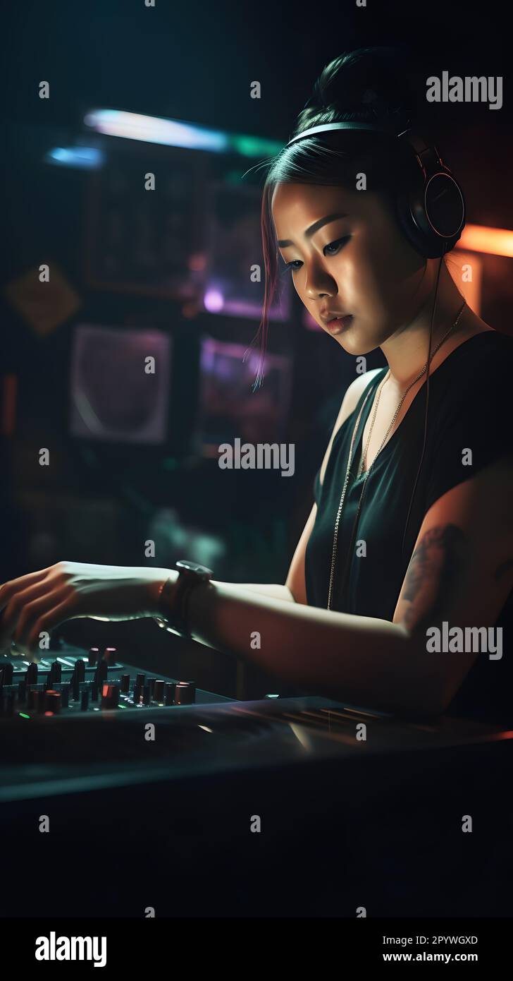 Asian Female DJ in action Stock Photo Alamy