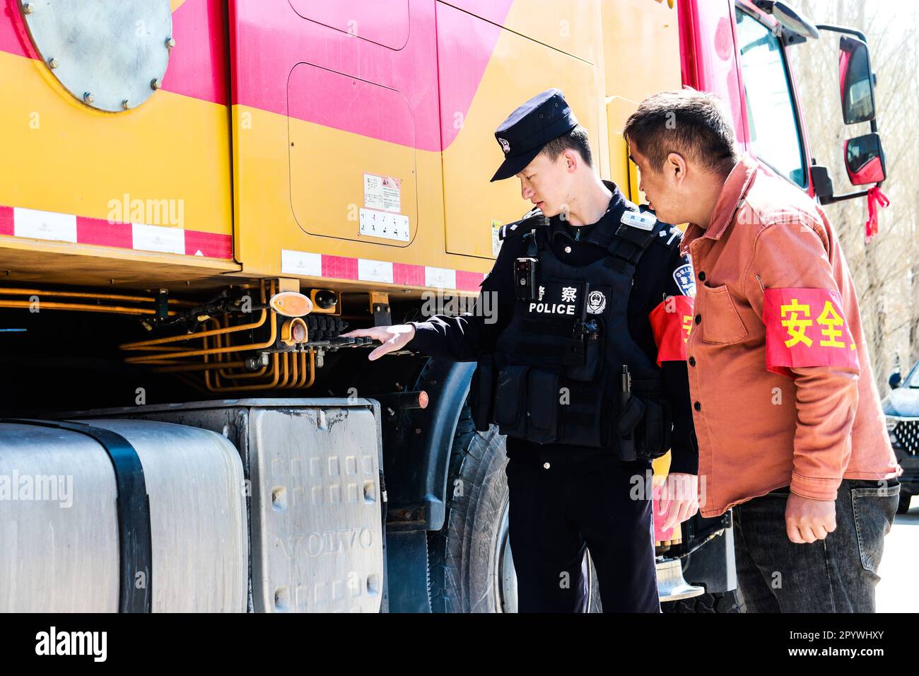 ALTAY, CHINA - MAY 5, 2023 - A police officer inquired with the ...