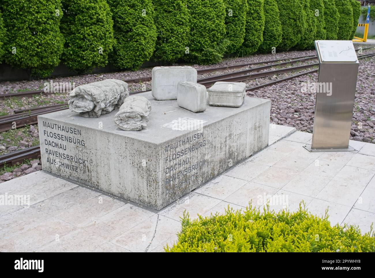 Bolzano, ItaIy - Apr 28, 2023: This memorial commemorates the victims of transit camp Bolzano (Polizei und Durchgangslager Bozen), which was operated Stock Photo