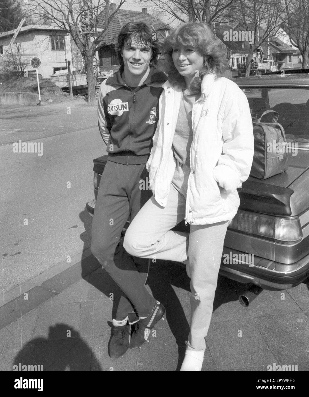 Lothar Matthäus (Borussia Mönchengladbach) with wife Silvia 02.04.1982. Only for journalistic use! Only for editorial use! [automated translation] Stock Photo