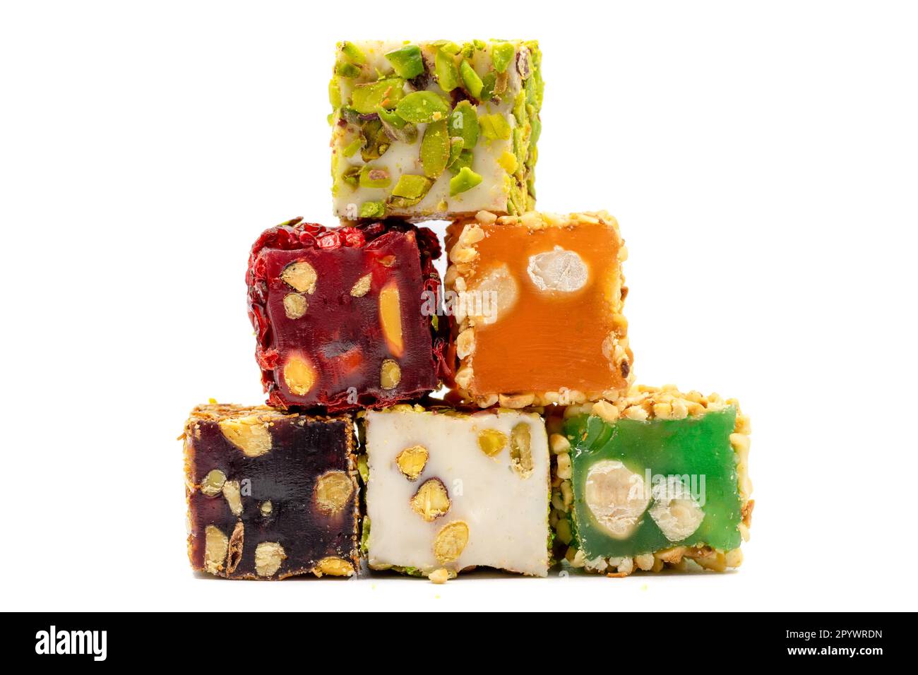 Turkish Delight with Pistachio and Hazelnut. Turkish delight assortment