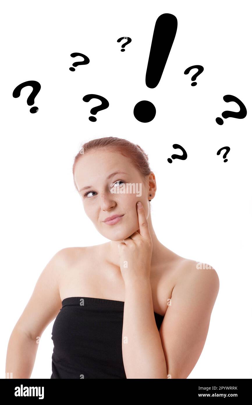 young woman thinking and having an idea Stock Photo