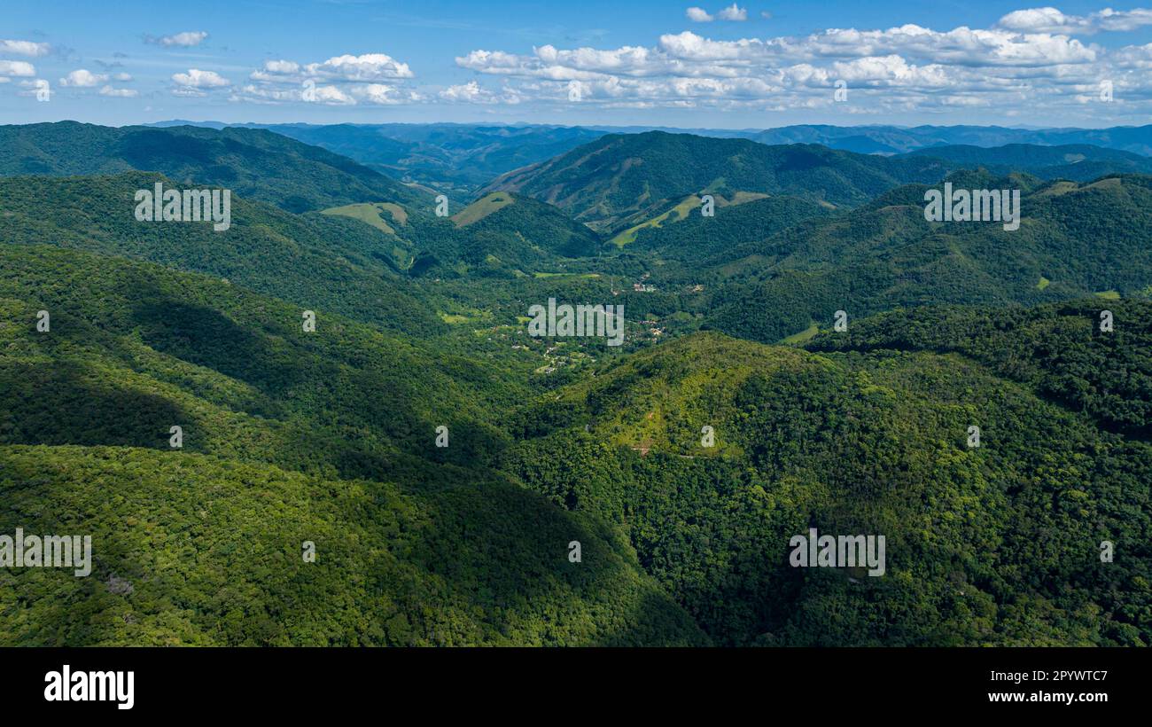 Aerial of the Unesco site Atlantic Forest South-East Reserves, Alto Ribeira Touristic State Park, Sao Paulo state, Brazil Stock Photo
