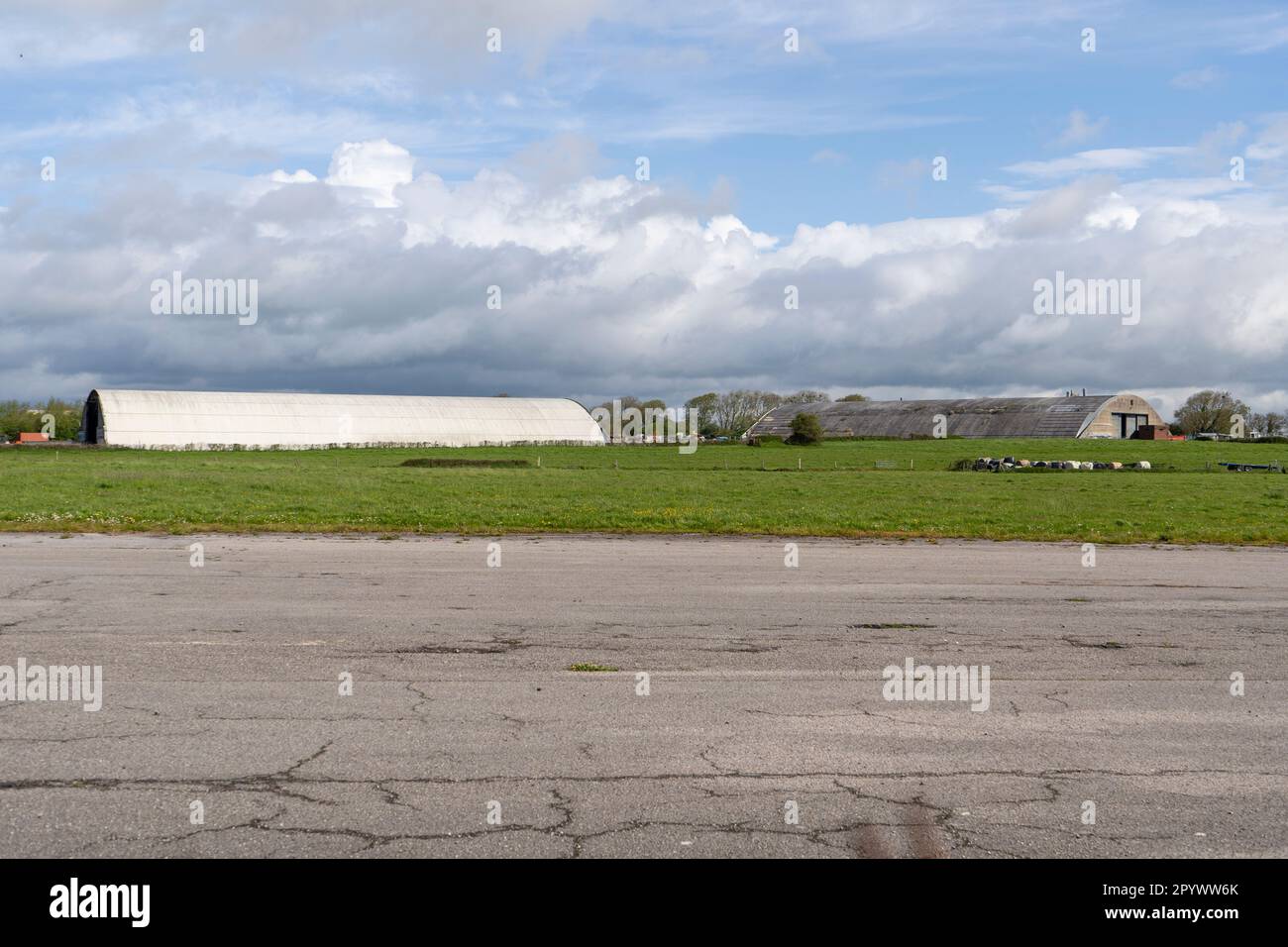 Old Aircraft hangers at Llandow, Vale of Glamorgan on the 5th May 2023. Stock Photo