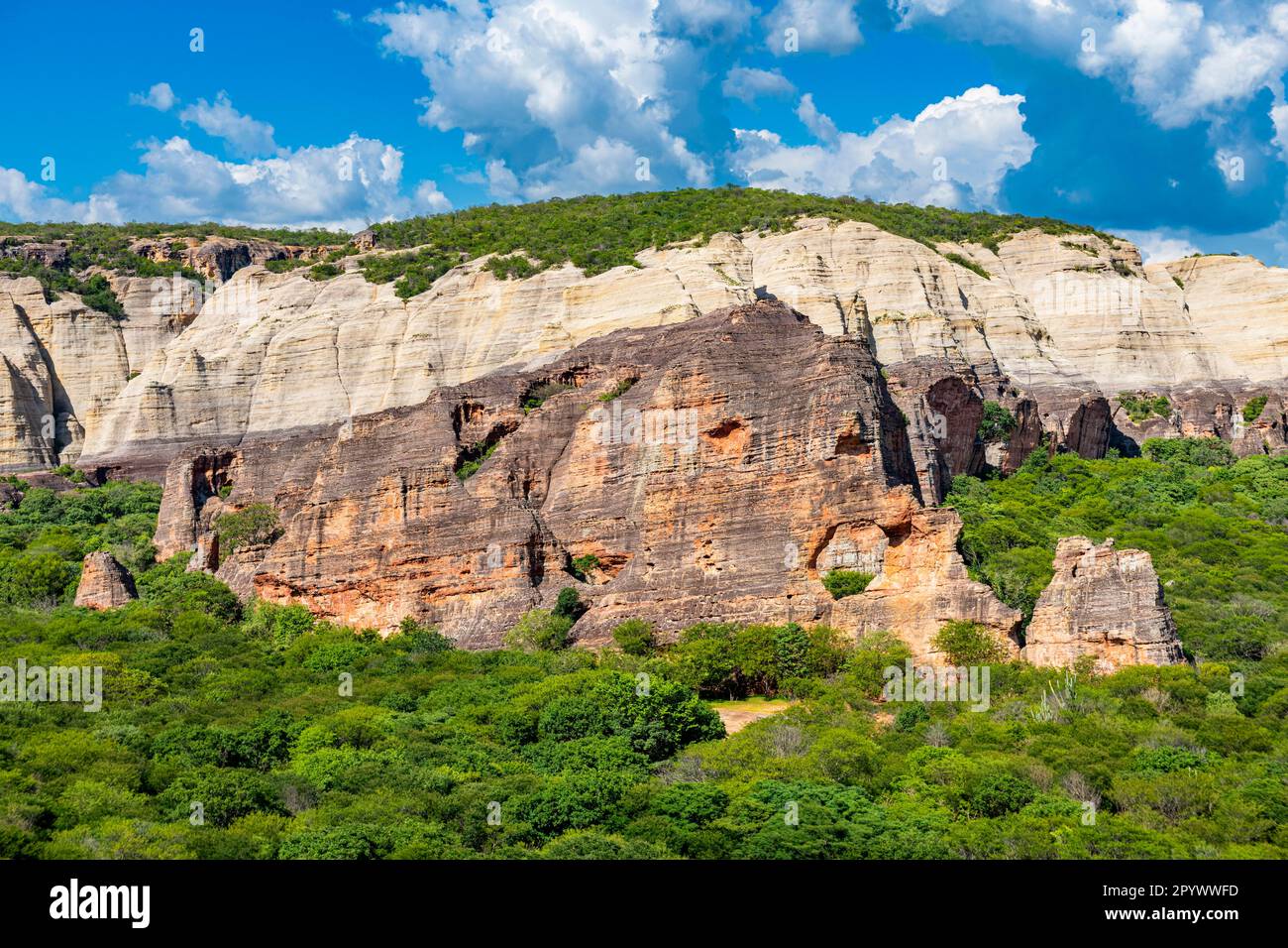 Sandstone cliffs at Pedra Furada, Unesco site Serra da Capivara National Park, Piaui, Brazil Stock Photo