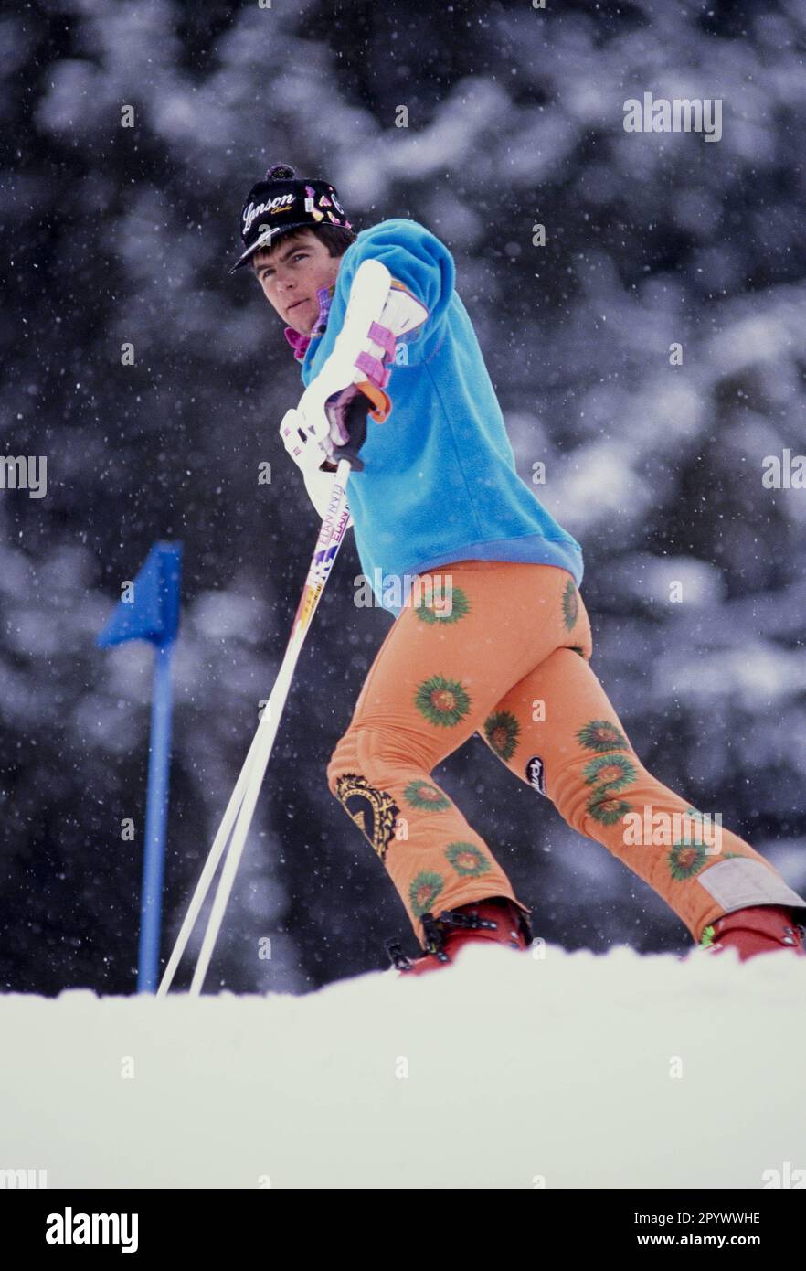 Alpine Skiing World Cup 1991/1992 Kitzbuehel Slalom 13.01.1991 Armin BITTNER (Germany) PHOTO: WEREK Press Picture Agency xxNOxMODELxRELEASExx [automated translation]- AUSTRIA OUT Stock Photo