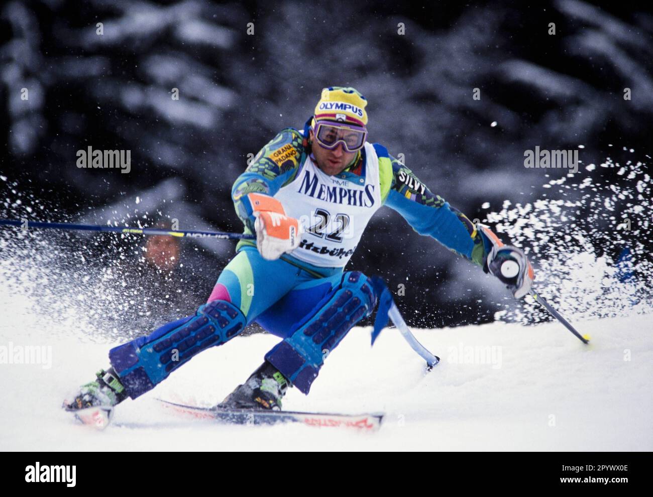 Alpine Skiing World Cup 1991/1992 Kitzbuehel Slalom 13.01.1991 Giovanni MORO (Italy) PHOTO: WEREK Press Photo Agency xxNOxMODELxRELEASExx [automated translation]- AUSTRIA OUT Stock Photo