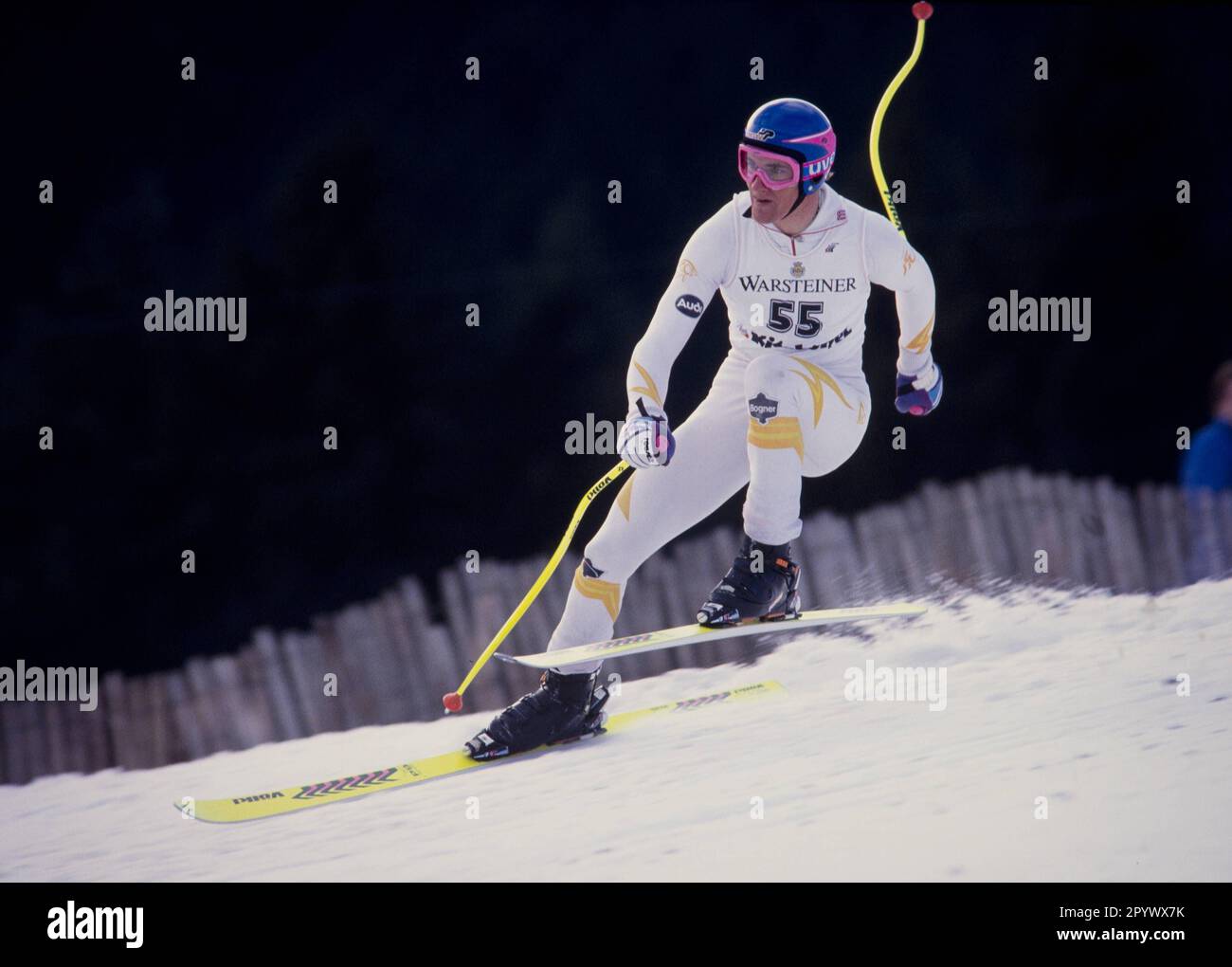 Alpine Skiing World Cup 1990/1991 Kitzbuehel Training 10.01.1991 Martin FIALA (Germany) PHOTO: WEREK Press Picture Agency xxNOxMODELxRELEASExx [automated translation]- AUSTRIA OUT Stock Photo