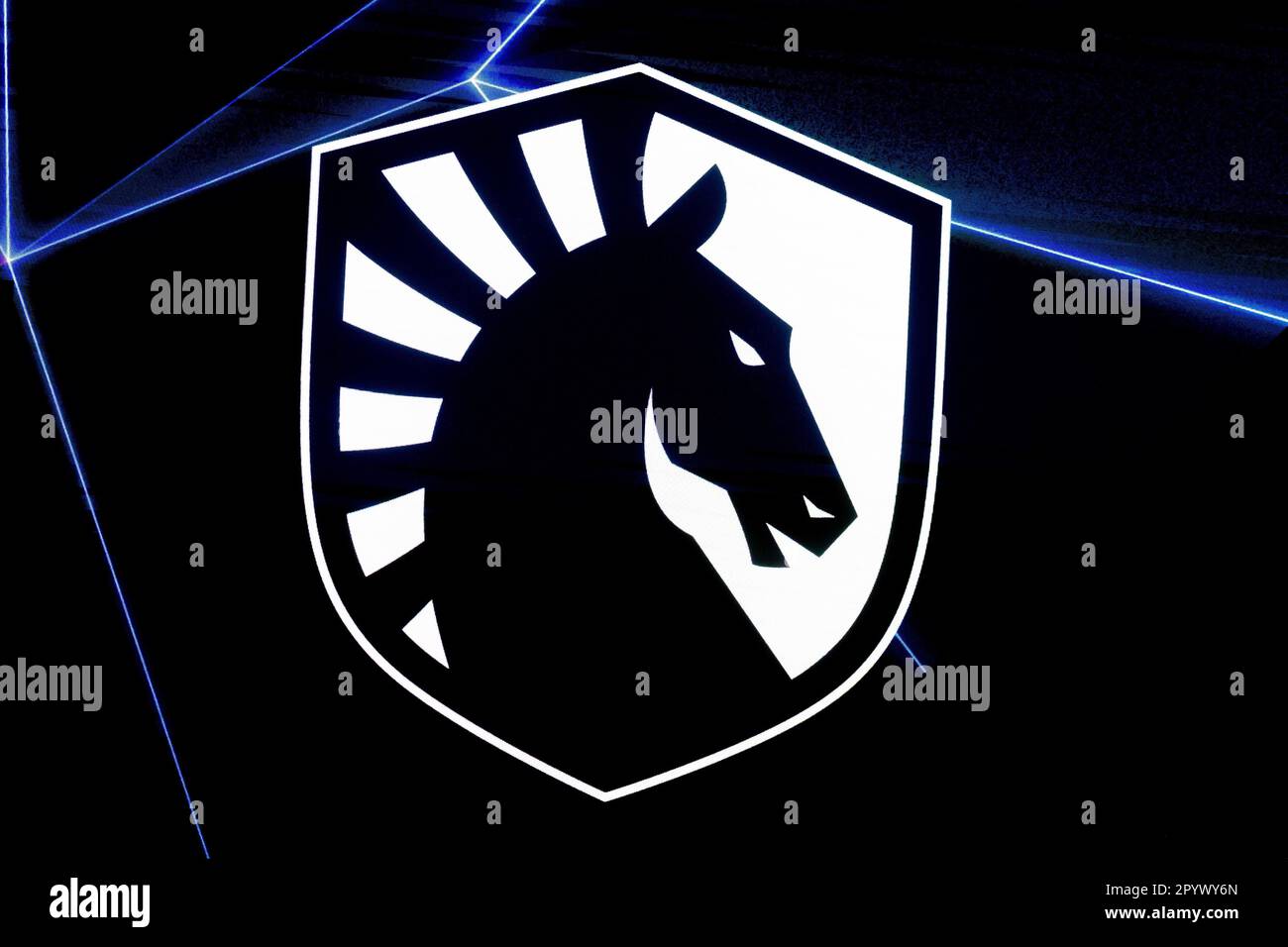 Berlin, Germany. 05th May, 2023. E-Sport: ESL One Berlin Dota 2 Major, Second Major Tournament of the Dota Pro Circuit 2023, Final Weekend, Velodrom. The logo of Team Liquid from the Netherlands. Credit: Christoph Soeder/dpa/Alamy Live News Stock Photo