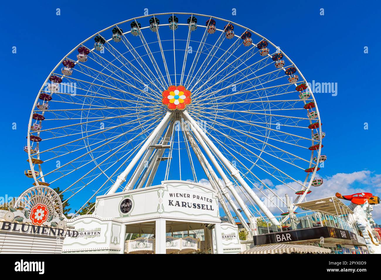 Flower wheel, out of order, Prater, Vienna, Austria Stock Photo Alamy