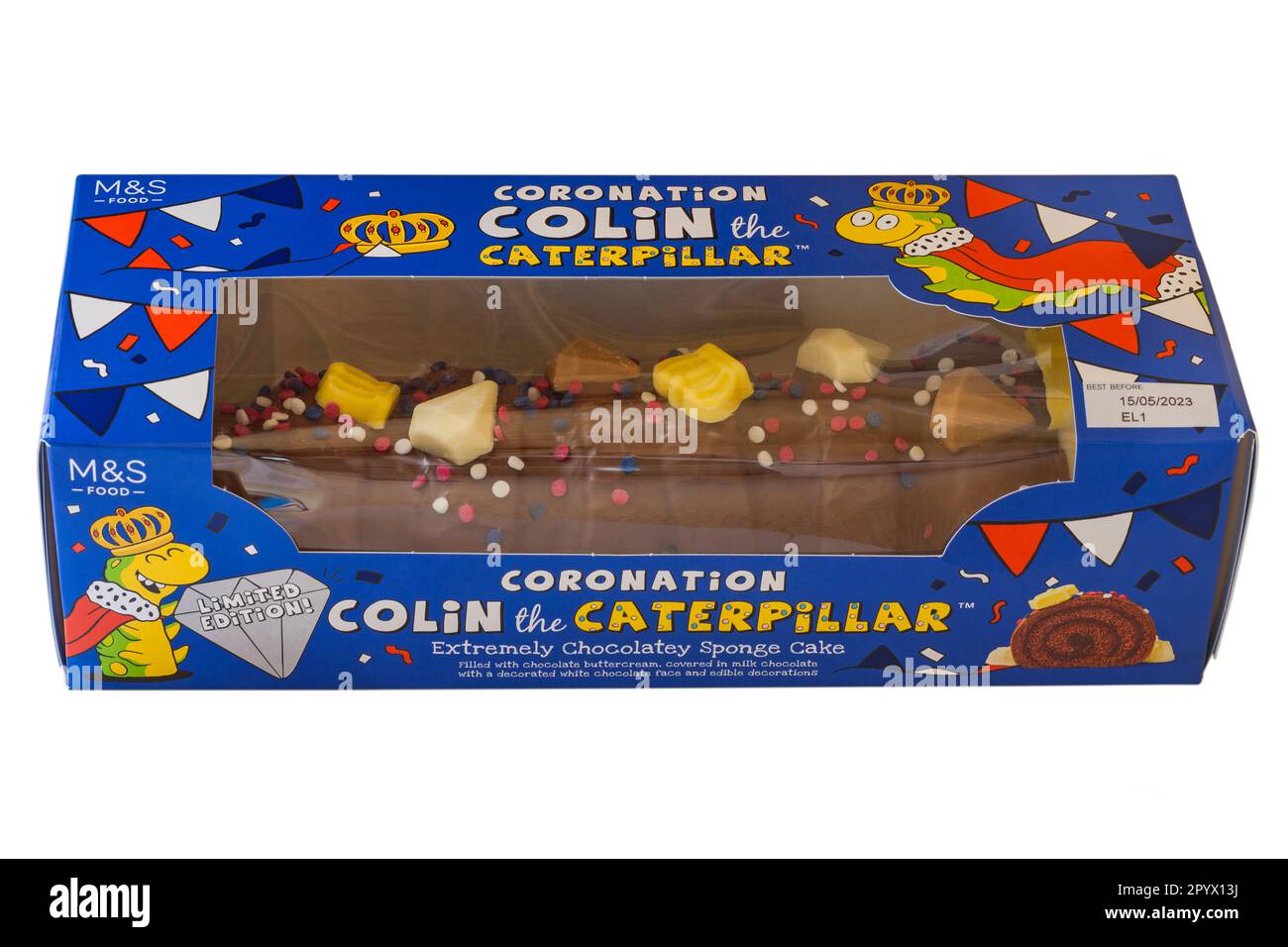 Coronation Colin the Caterpillar cake from Marks & Spencer M&S isolated