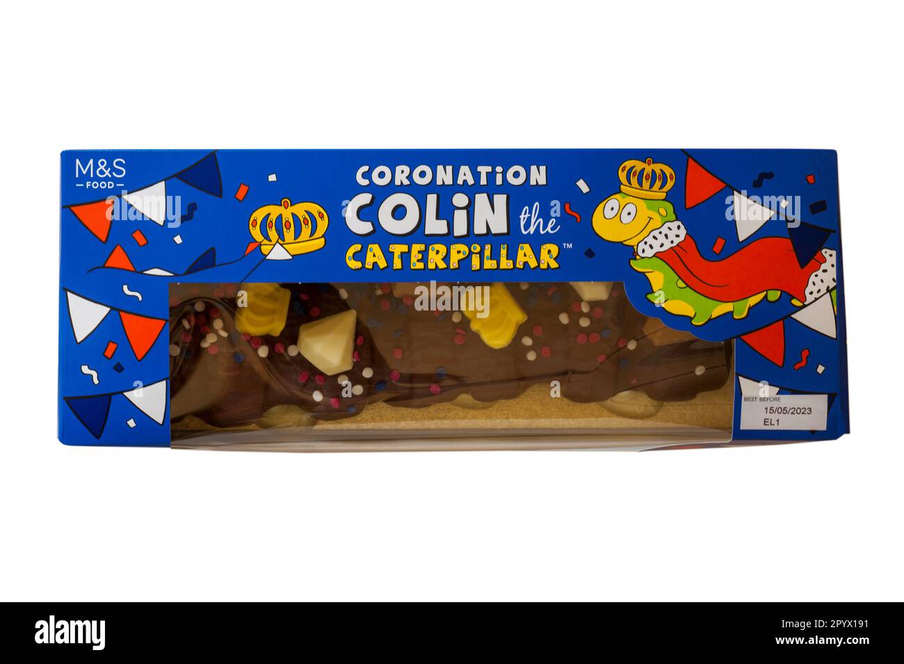 Coronation Colin the Caterpillar cake from Marks & Spencer M&S isolated