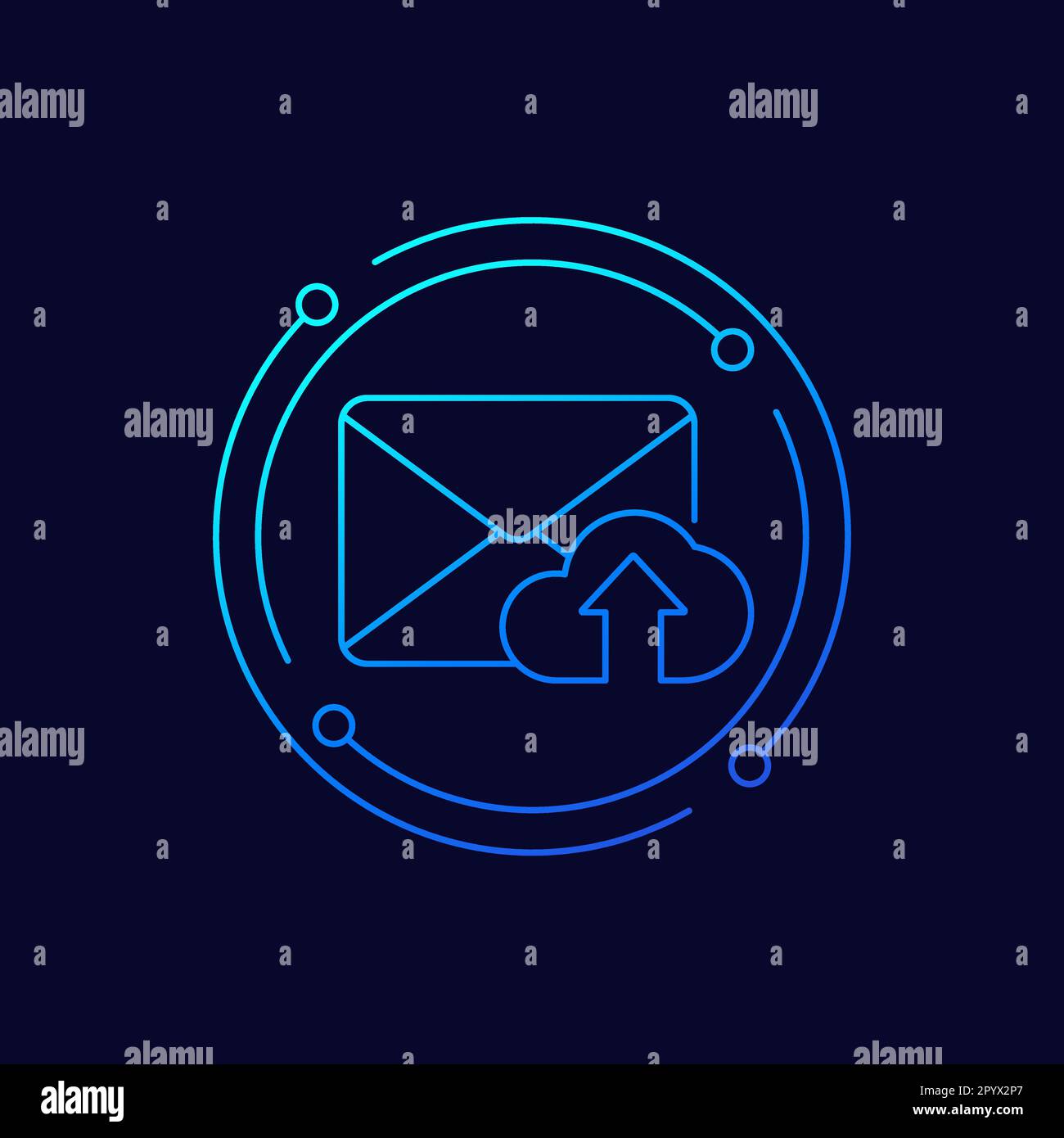 mail to cloud icon, linear design Stock Vector