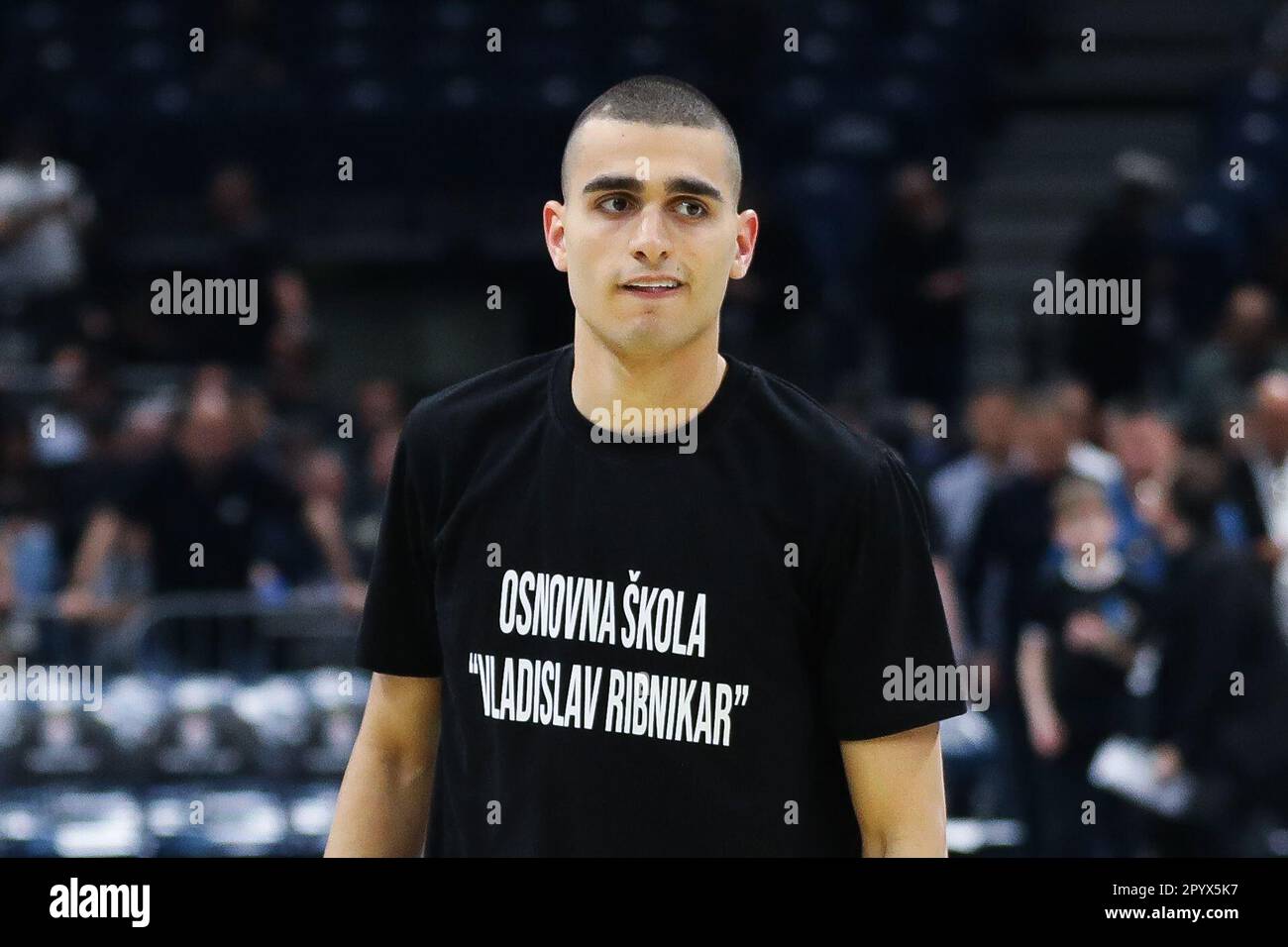 Belgrade, Serbia, 4 May 2023. Yam Madar of Partizan Mozzart Bet Belgrade  drives to the basket during the Play Offs Game 4 - 2022/2023 Turkish  Airlines EuroLeague match between Partizan Mozzart Bet