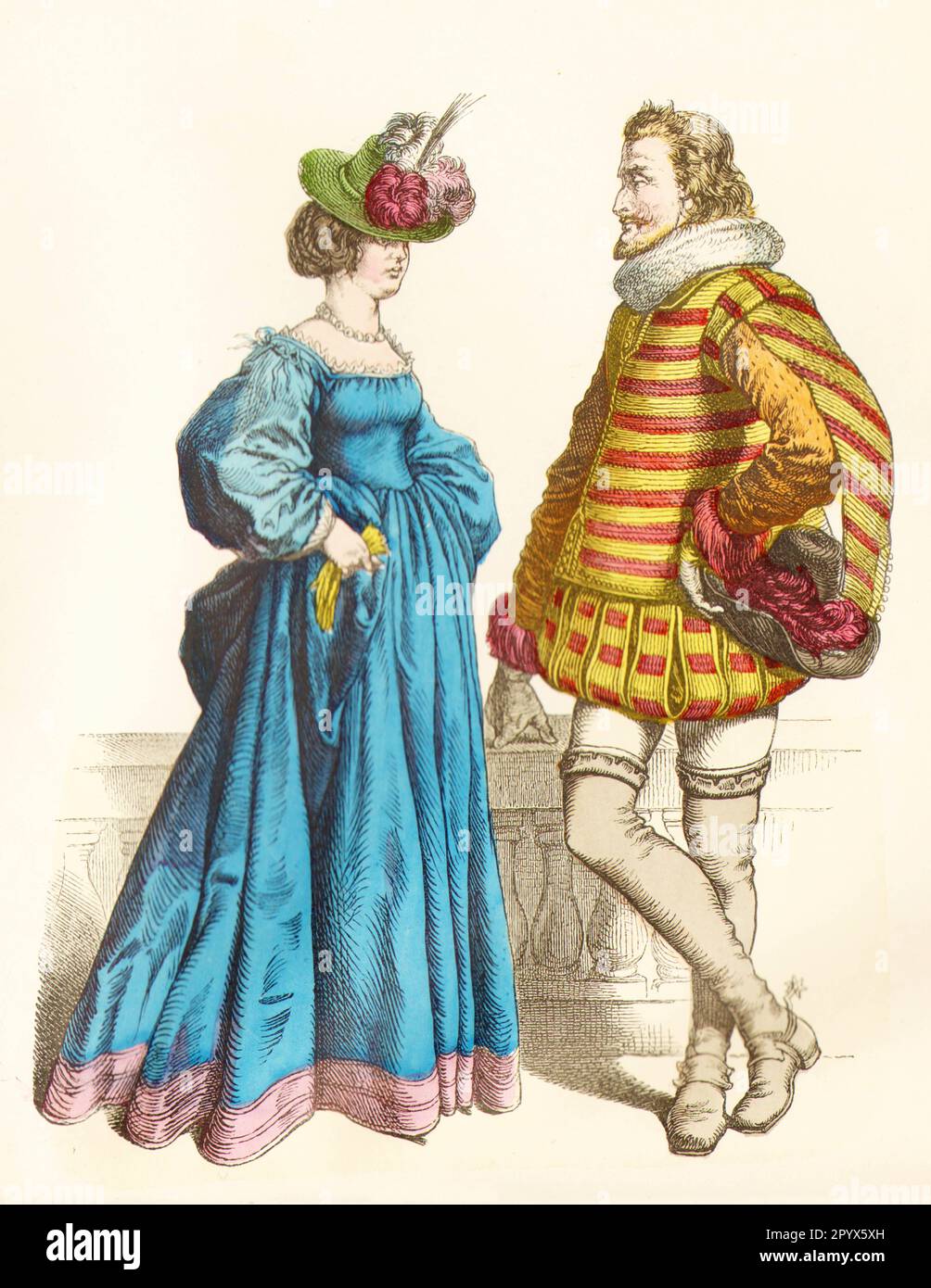 Noblemen in contemporary dress, second third of the 17th century ...