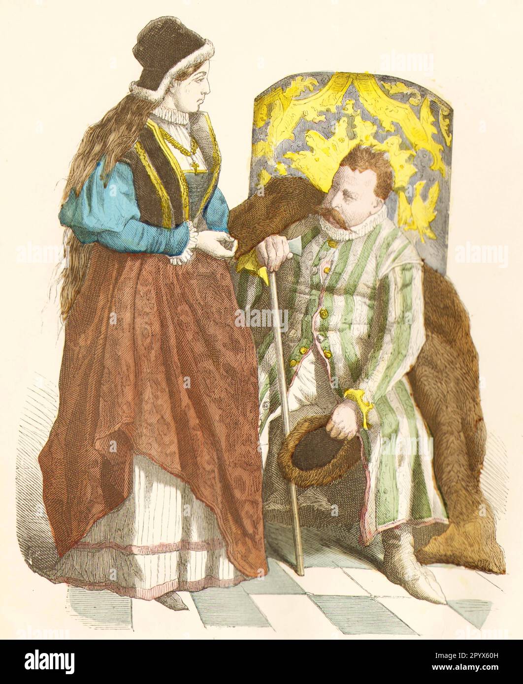 Polish lady and nobleman in contemporary clothes. [automated