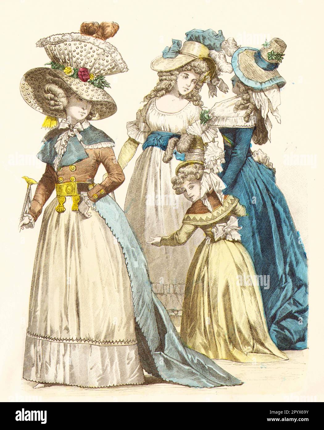 18th Century Fashion Women French Aristocratic Women In Contemporary Dress Ca 1787 1792 Automated Translation 2PYX69Y