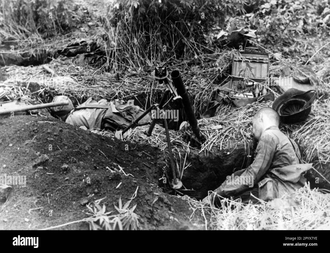 Russian soldiers killed in the fighting along the Stalin Line. Photo: Knödler [automated translation] Stock Photo